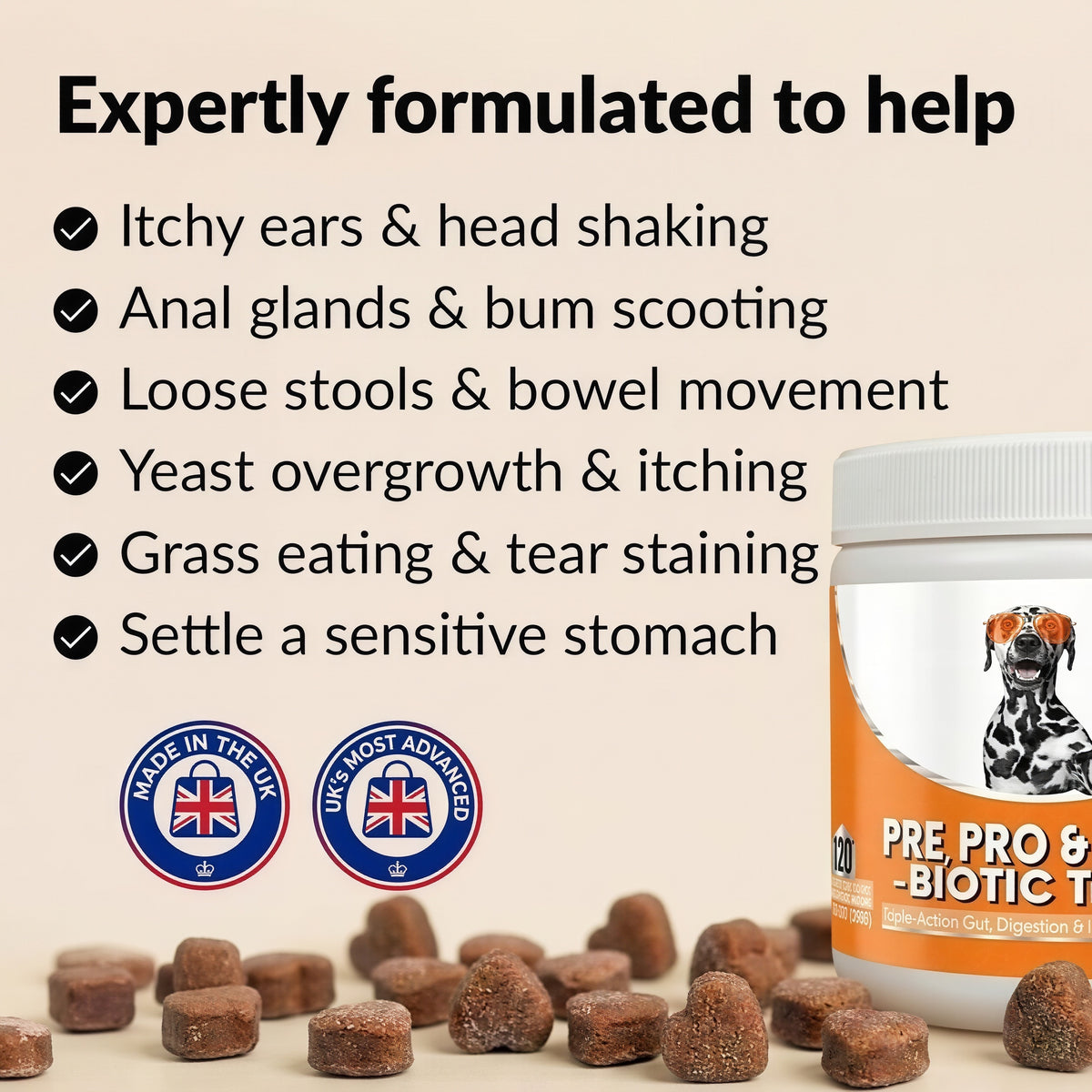 NutriPaw PRE PRO& POST-BIOTIC Treats 120 tasty chews